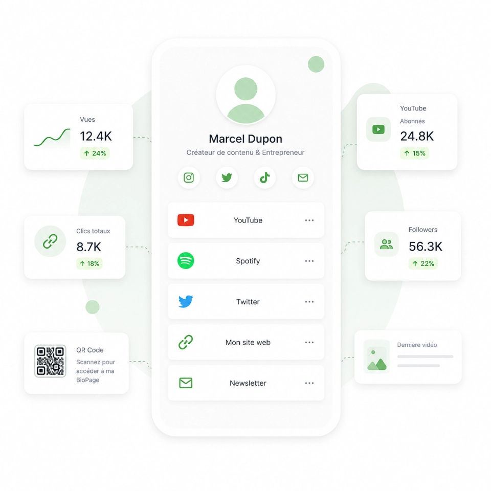 Capture d'écran de la page d'édition de biolien de l'application